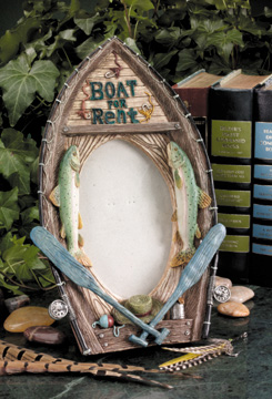 Fishing Boat for Rent Vertical Picture Frame