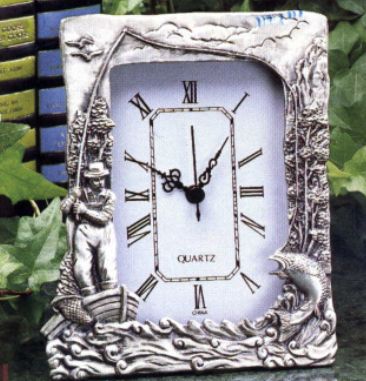 Pewter Fisherman Clock