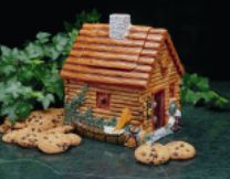Ceramic Log Cabin Cookie Jar