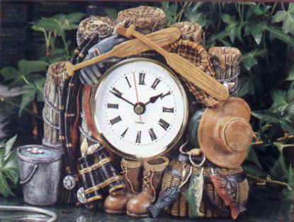 Fishing Motif Frontier Clock